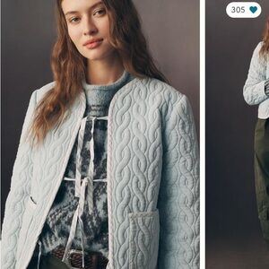 Anthropologie Light Blue Quilted Jacket